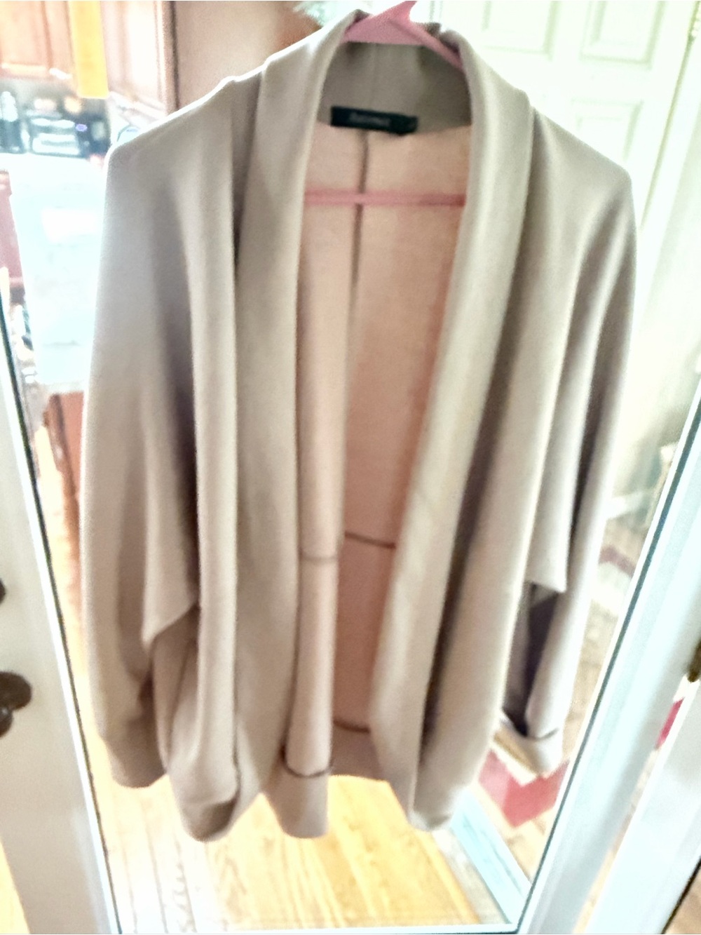 AUTOMET Tan/Beige Open Front Oversized Draped Cardigan Jacket - Size L